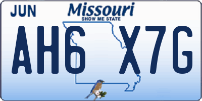 MO license plate AH6X7G