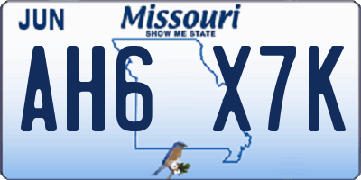 MO license plate AH6X7K