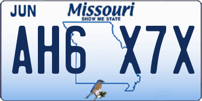 MO license plate AH6X7X