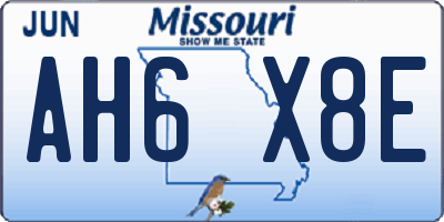 MO license plate AH6X8E