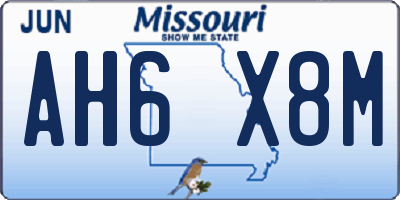 MO license plate AH6X8M
