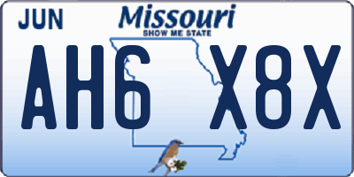 MO license plate AH6X8X