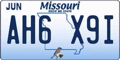 MO license plate AH6X9I