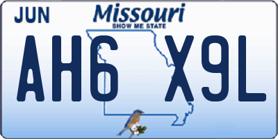 MO license plate AH6X9L