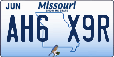 MO license plate AH6X9R