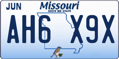 MO license plate AH6X9X