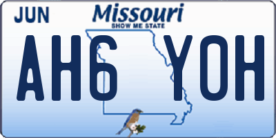 MO license plate AH6Y0H