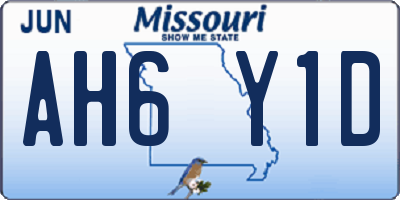 MO license plate AH6Y1D