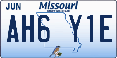 MO license plate AH6Y1E
