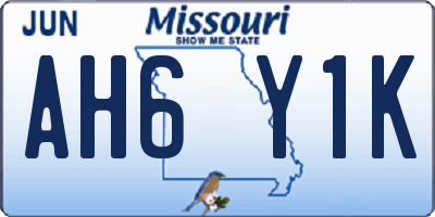 MO license plate AH6Y1K