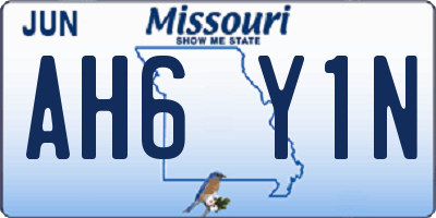 MO license plate AH6Y1N