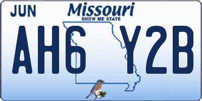 MO license plate AH6Y2B