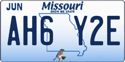 MO license plate AH6Y2E