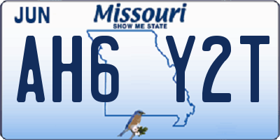MO license plate AH6Y2T