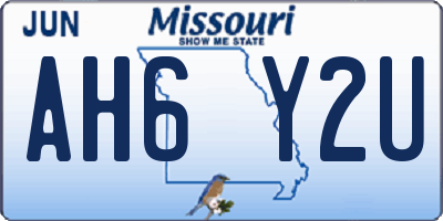 MO license plate AH6Y2U