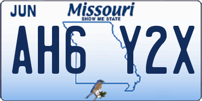 MO license plate AH6Y2X