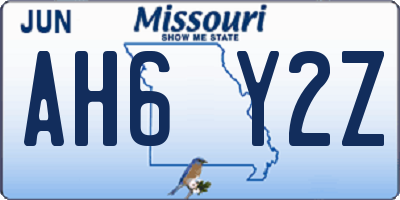 MO license plate AH6Y2Z