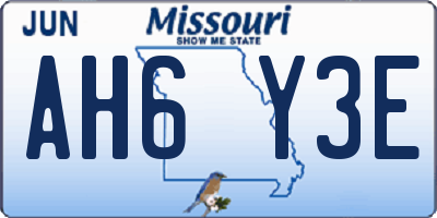MO license plate AH6Y3E