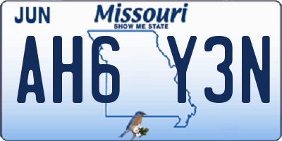 MO license plate AH6Y3N