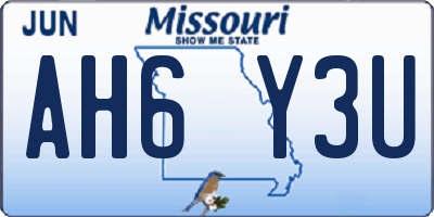 MO license plate AH6Y3U