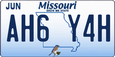 MO license plate AH6Y4H