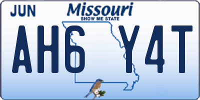 MO license plate AH6Y4T