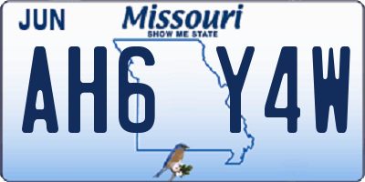 MO license plate AH6Y4W