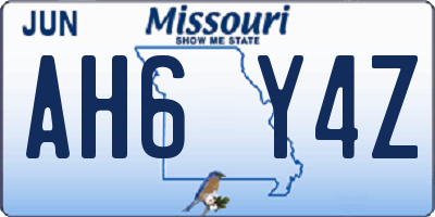 MO license plate AH6Y4Z