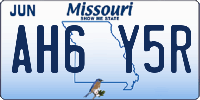 MO license plate AH6Y5R