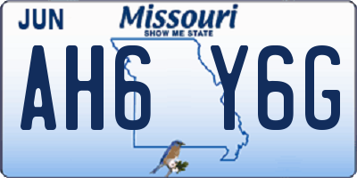 MO license plate AH6Y6G