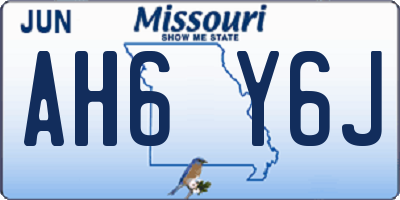 MO license plate AH6Y6J