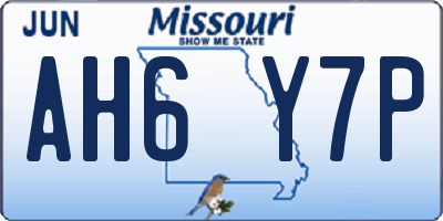 MO license plate AH6Y7P
