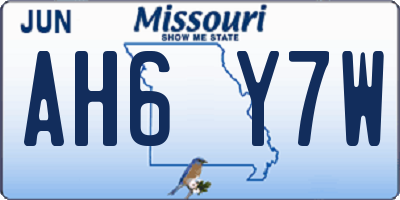 MO license plate AH6Y7W