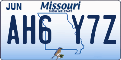 MO license plate AH6Y7Z