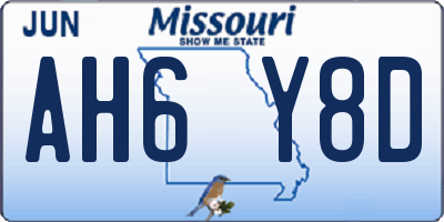 MO license plate AH6Y8D