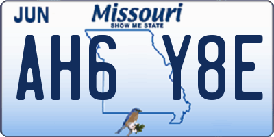 MO license plate AH6Y8E