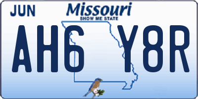 MO license plate AH6Y8R