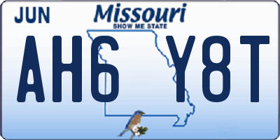 MO license plate AH6Y8T