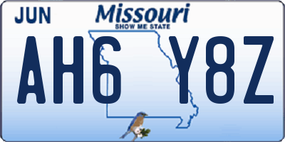 MO license plate AH6Y8Z
