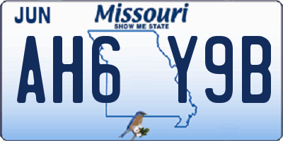 MO license plate AH6Y9B