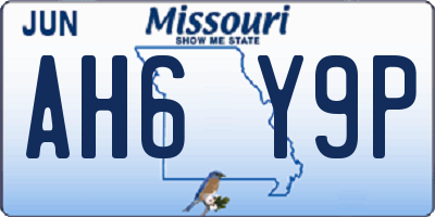 MO license plate AH6Y9P