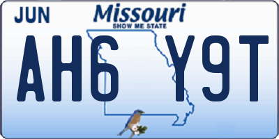MO license plate AH6Y9T