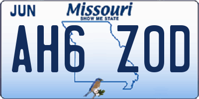 MO license plate AH6Z0D