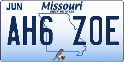MO license plate AH6Z0E