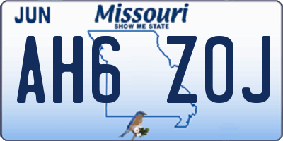 MO license plate AH6Z0J