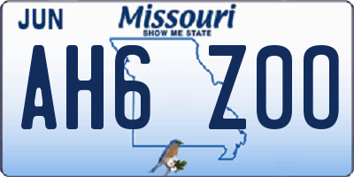MO license plate AH6Z0O