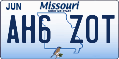MO license plate AH6Z0T