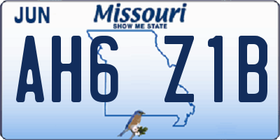 MO license plate AH6Z1B