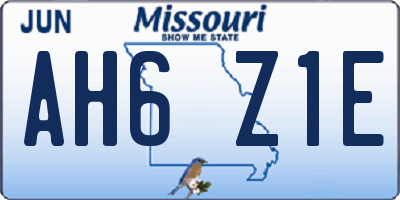MO license plate AH6Z1E