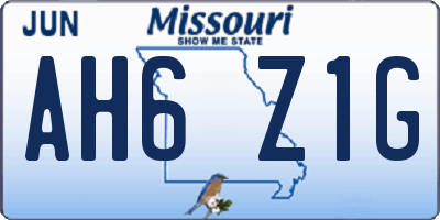 MO license plate AH6Z1G